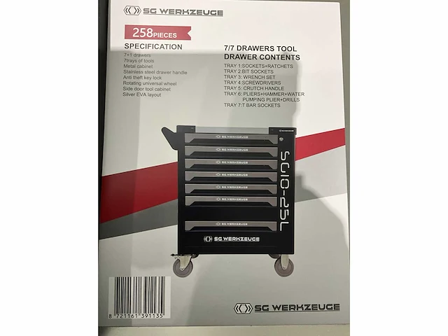 Sg werkzeuge - sg10-25l - 2026 - 258 stuks - gereedschapswagen - afbeelding 15 van  23