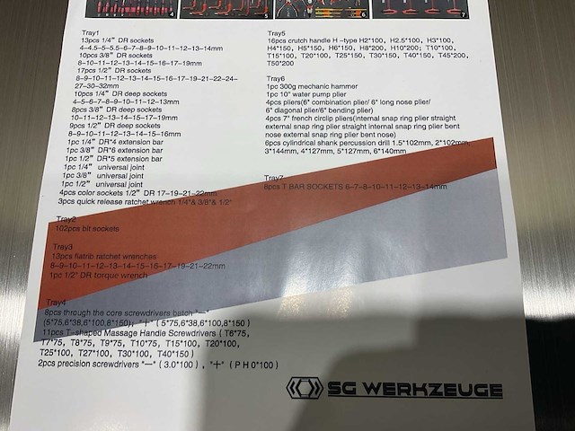 Sg werkzeuge 7/7 laden 258 pieces sg10-25l gereedschapswagen - afbeelding 23 van  66