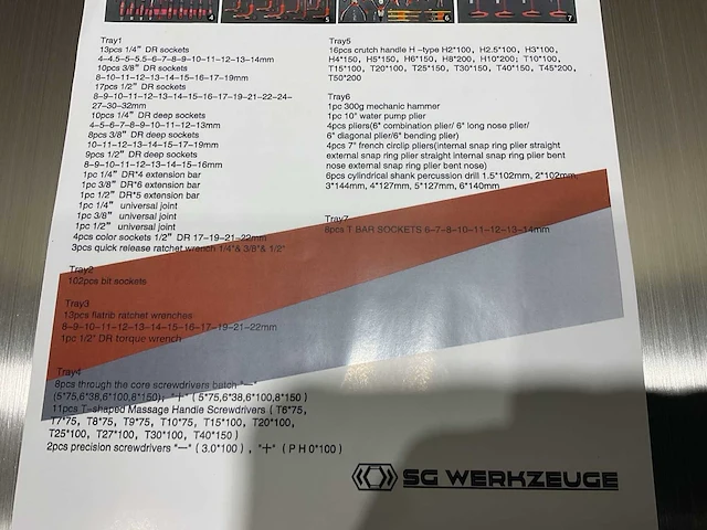 Sg werkzeuge 7/7 laden 258 pieces sg10-25l gereedschapswagen - afbeelding 16 van  66
