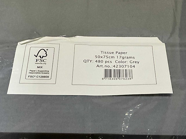 Sh 50x75cm tissue 17gr cool grey x2400 (72000x) - afbeelding 3 van  5