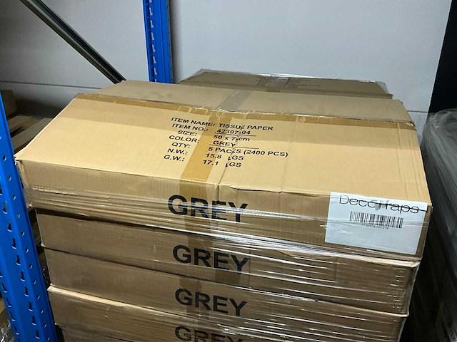 Sh 50x75cm tissue 17gr cool grey x2400 (72000x) - afbeelding 4 van  5