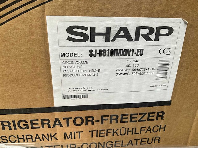 Sharp - koel/vriescombinatie - sj-bb10imxw1-eu - koelkast - afbeelding 1 van  3