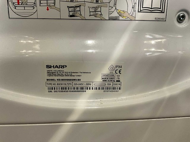 Sharp kd-nhh9s8gw3-bx & kd-nc8pw1-be wasdroger (2x) - afbeelding 5 van  7