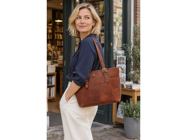 Shopper dr amsterdam, cognac - afbeelding 5 van  6