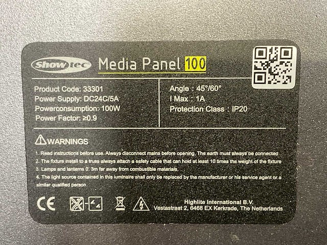 Showtec media panel 100 led paneel - afbeelding 4 van  7
