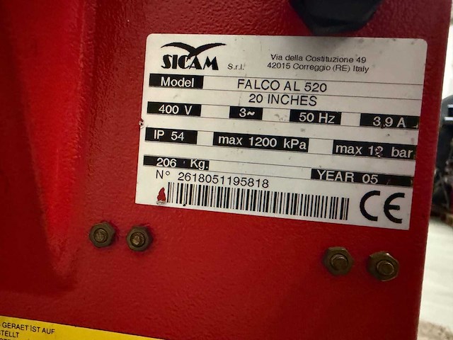 Sicam - 2005 - falco al 520 - banden de- en monteer apparaat hulparmen - afbeelding 10 van  10