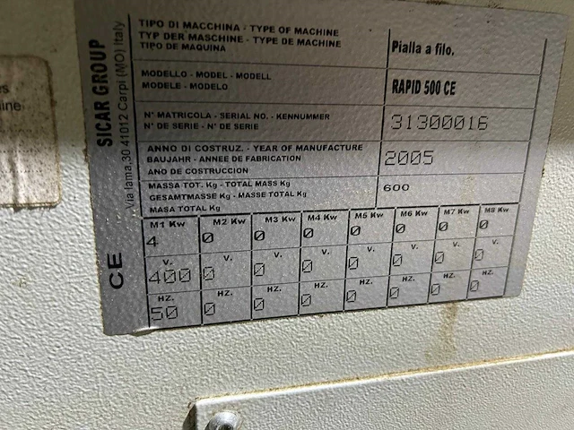 Sicar - 2005 - rapid 500 - vlakbank - afbeelding 8 van  8