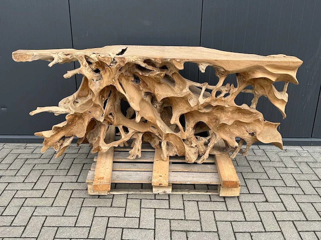 Side-table wortelhout 200cm. - afbeelding 1 van  3