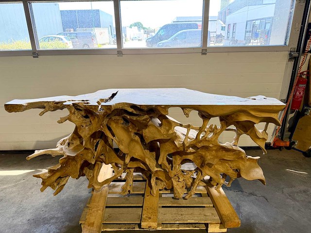 Side-table wortelhout 200cm. - afbeelding 4 van  4