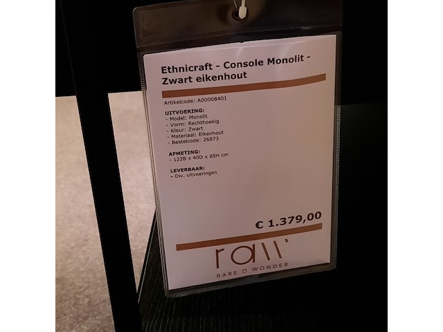 Sidetable ethnicraft, monolit, zwart - afbeelding 2 van  8