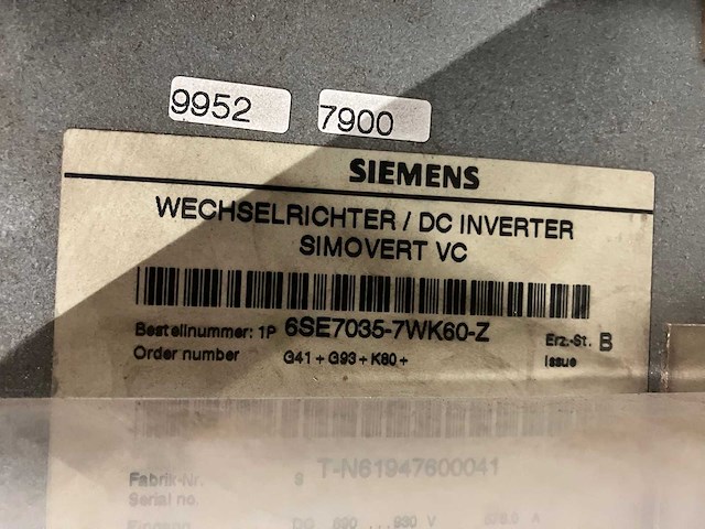 Siemens - 6se7035-7wk60-z - simovert vc dc inverter - afbeelding 4 van  4