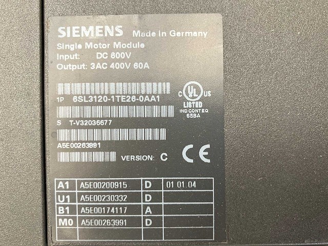 Siemens - 6sl3120-1te26-0aa1 - sinamics single motor module 10x - afbeelding 5 van  5