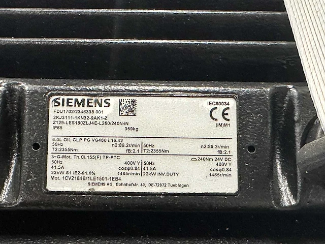 Siemens - simogear industriële motorreductor / gearmotor 22 kw 2kj3111-1kn21-9ak1 - afbeelding 4 van  6