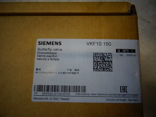Siemens - vkf10.150 - gasvlinderklep - afbeelding 2 van  3