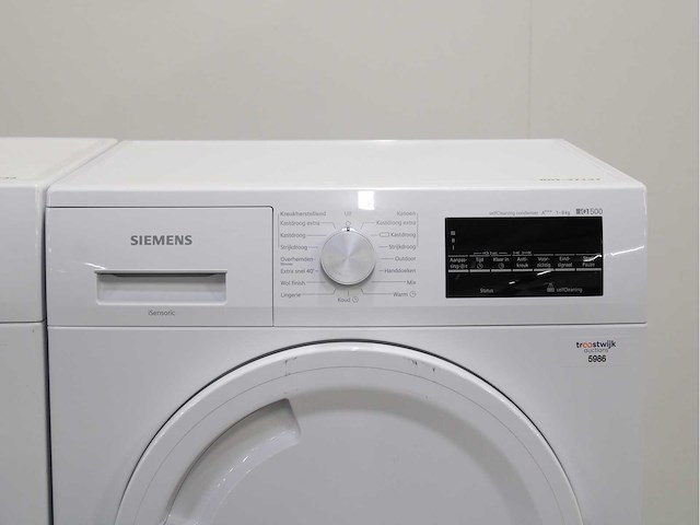 Siemens iq300 isensoric aquastop wasmachine & siemens iq500 isensoric selfcleaning condenser wasdroger - afbeelding 6 van  8