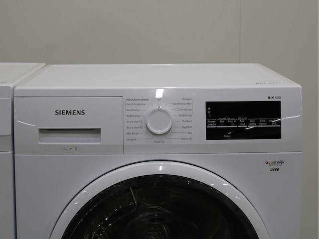 Siemens iq300 isensoric aquastop wasmachine & siemens iq500 isensoric wasdroger - afbeelding 6 van  8