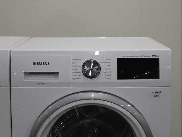 Siemens iq500 isensoric aquastop extraklasse wasmachine & siemens iq500 isensoric selfcleaning condenser extraklasse wasdroger - afbeelding 6 van  8