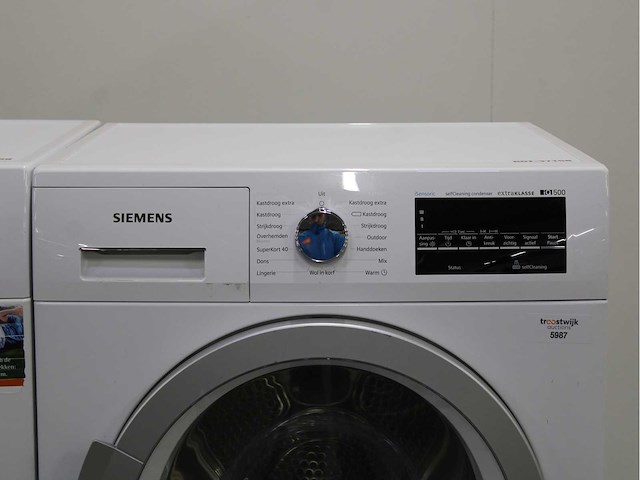 Siemens iq500 isensoric aquastop extraklasse wasmachine & siemens iq500 isensoric selfcleaning condenser extraklasse wasdroger - afbeelding 6 van  8