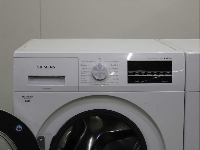 Siemens iq500 isensoric iqdrive aquastop wasmachine & siemens iq700 isensoric selfcleaning condenser wasdroger - afbeelding 3 van  8