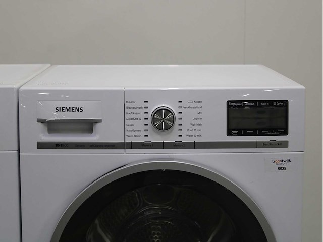 Siemens iq700 isensoric aquastop wasmachine & siemens iq800 isensoric selfcleaning condenser wasdroger - afbeelding 6 van  8