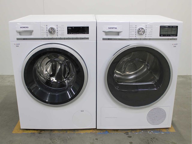 Siemens iq700 isensoric aquastop wasmachine & siemens iq800 isensoric selfcleaning condenser wasdroger - afbeelding 1 van  8