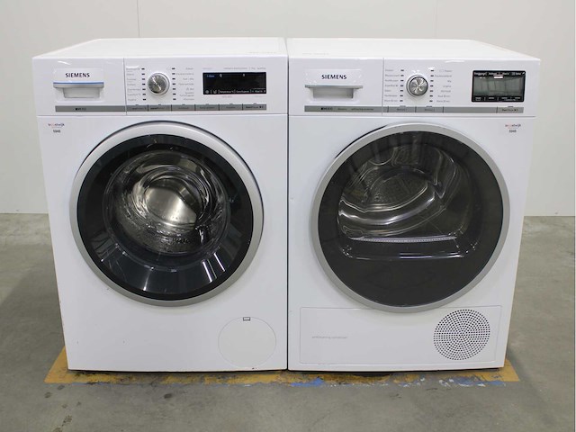 Siemens iq700 isensoric aquastop wasmachine & siemens iq800 isensoric selfcleaning condenser wasdroger - afbeelding 1 van  8