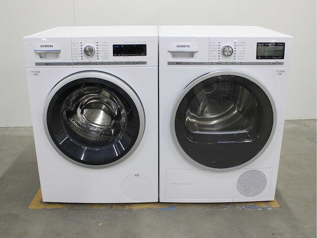 Siemens iq700 isensoric aquastop wasmachine & siemens iq800 isensoric selfcleaning condenser wasdroger - afbeelding 1 van  8