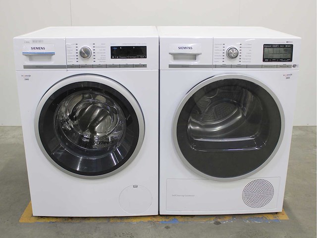Siemens iq700 isensoric i-dos aquastop wasmachine & siemens iq800 isensoric selfcleaning condenser wifi wasdroger - afbeelding 1 van  8