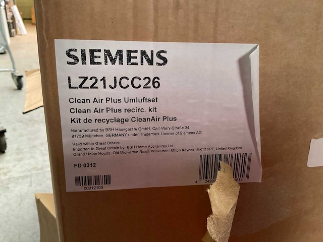 Siemens lz21jcc26 recirculatie starterset wit met clean air plus filter - afbeelding 3 van  4