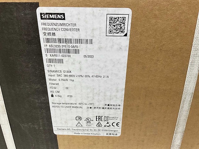 Siemens sinamics g120x 6sl3230-3ye10-0af0 frequentieregelaar 0,75kw 1hp 2.1a - afbeelding 4 van  4
