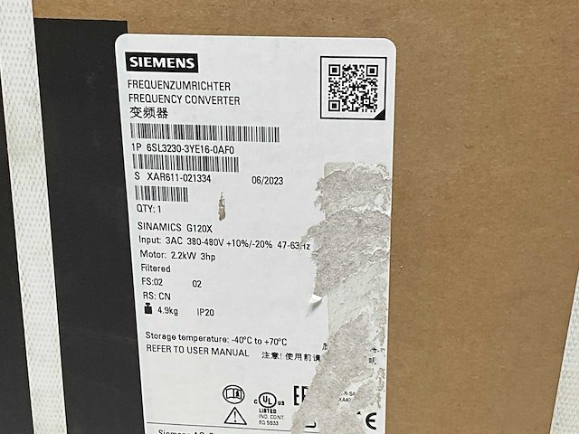 Siemens sinamics g120x frequentieregelaar 2.2kw 3hp 5.5a - afbeelding 3 van  4