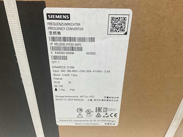Siemens sinamics g120x frequentieregelaar 5,5 kw 12.0a - afbeelding 5 van  8