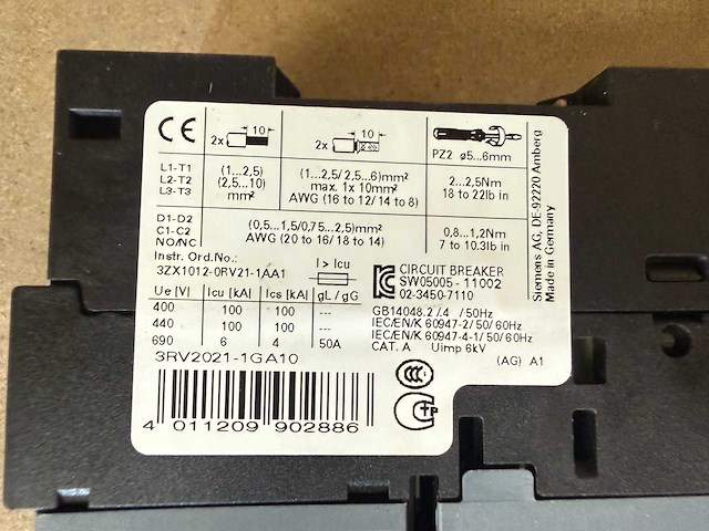 Siemens sirius 3rv2021 motorbeveiligingsschakelaar (12x) - afbeelding 5 van  6