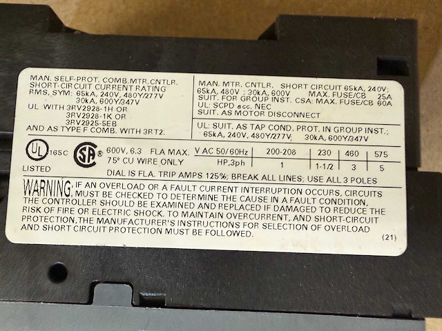 Siemens sirius 3rv2021 motorbeveiligingsschakelaar (12x) - afbeelding 6 van  6