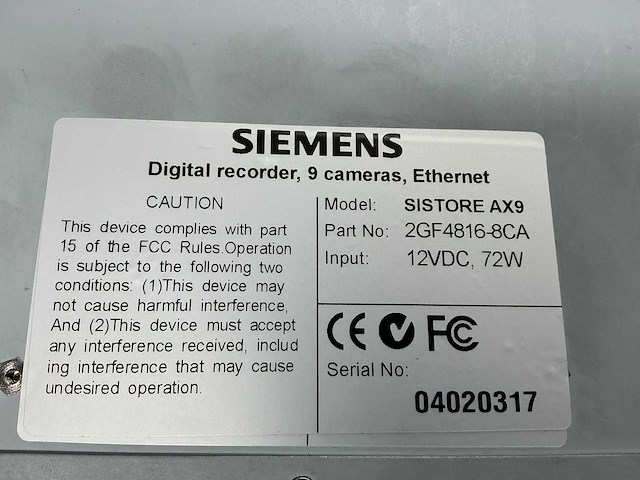 Siemens sistore ax9 digitale cctv recorder - afbeelding 6 van  7