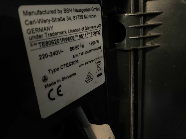 Siemens te806201 ctes30m koffie- & espressomachines - afbeelding 6 van  8