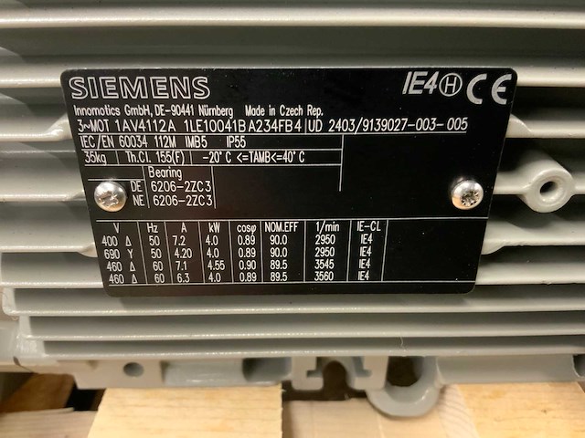 Siemens, tooltemp 1le1004-1b a234fb4 elektromotor en pomp - afbeelding 4 van  9