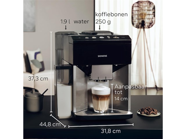 Siemens volautomatische espressomachine eq500 tq517r03 piano zwart / rvs - afbeelding 2 van  5