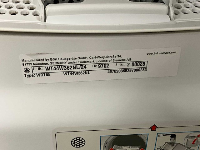 Siemens wt44w362nl 7kg warmtepompdroger - afbeelding 4 van  4