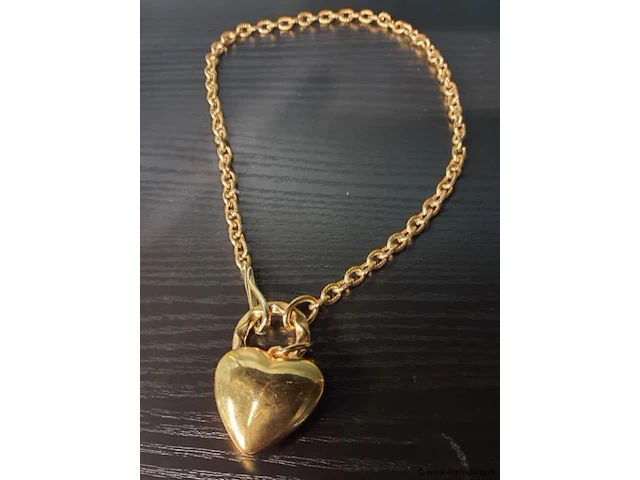 Sieraden bestaande uit o.a. schakelketting met harthanger, oorbellen & armband - afbeelding 2 van  10