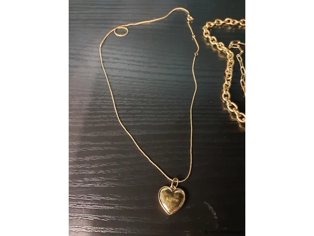 Sieraden bestaande uit o.a. schakelketting met harthanger, oorbellen & armband - afbeelding 3 van  10