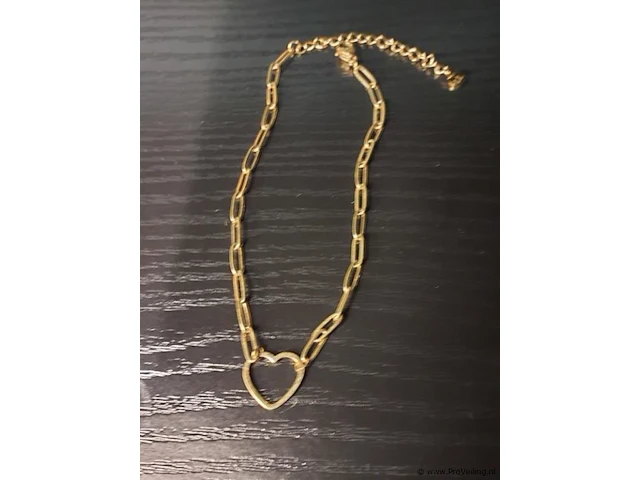 Sieraden bestaande uit o.a. schakelketting met harthanger, oorbellen & armband - afbeelding 5 van  10