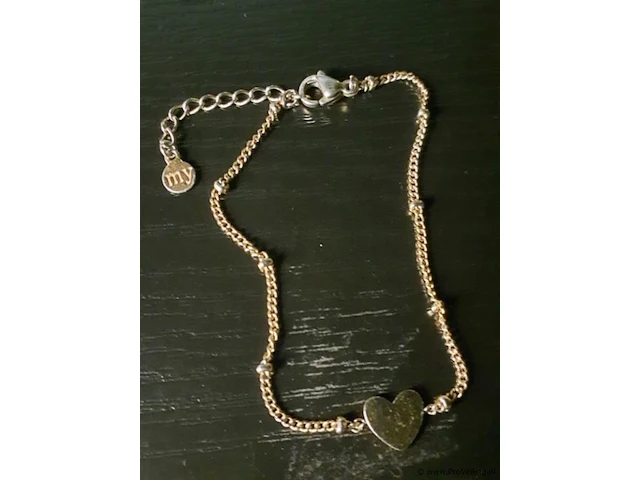 Sieraden bestaande uit o.a. schakelketting met harthanger, oorbellen & armband - afbeelding 9 van  10