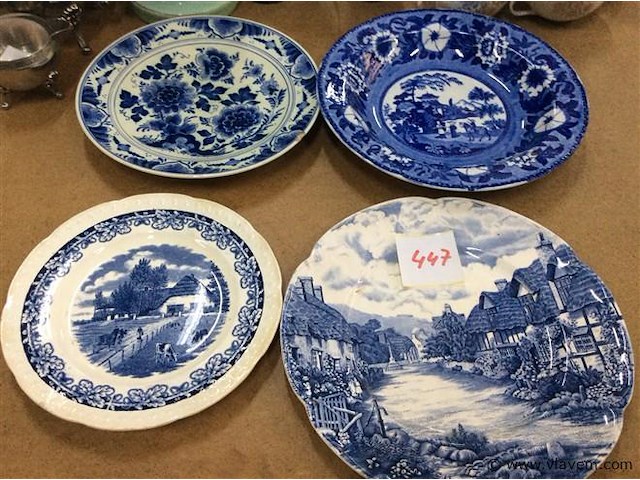 Sierborden blauw 4stuks - afbeelding 1 van  3