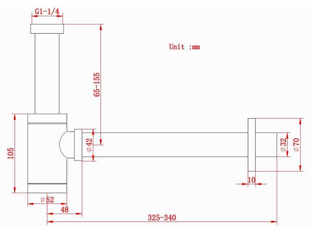 Siffon vonato, afvoer siffon inbouw, zwart - afbeelding 2 van  3