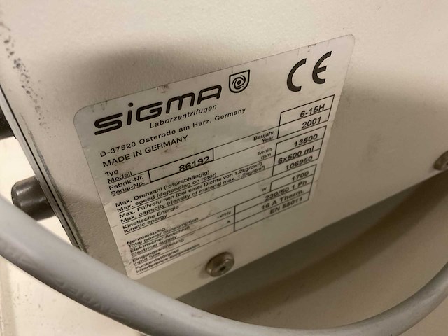 Sigma 6-15h laboratory centrifuge - afbeelding 5 van  5