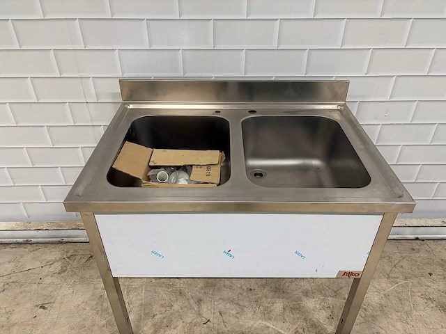 Silko - rvs spoeltafel met dubbele spoelbak ongebruikt - afbeelding 3 van  8