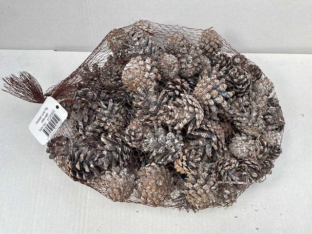 Silvester cone white wash zak dennenappels (92x) - afbeelding 2 van  6