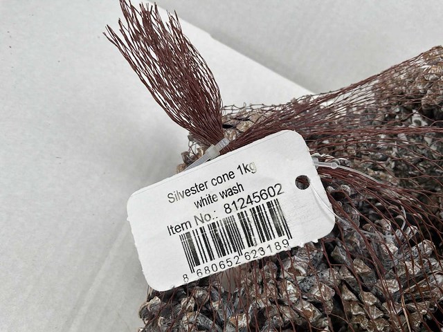 Silvester cone white wash zak dennenappels (92x) - afbeelding 4 van  6