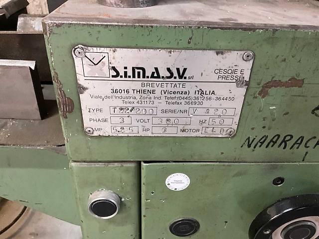 Simasv t22/200 horizontale buigmachine 22ton - afbeelding 3 van  7